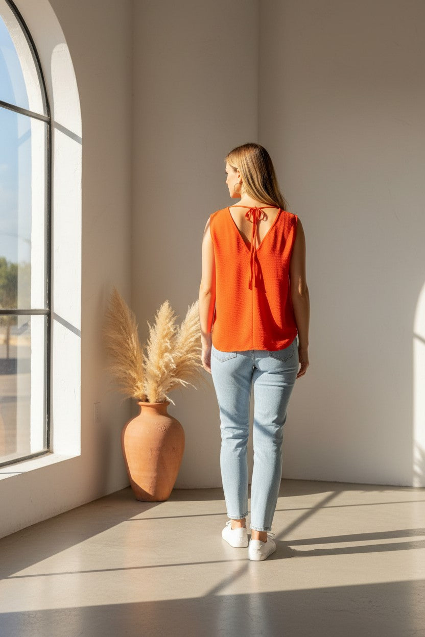 Clementine Surplice Tie-Back Top
