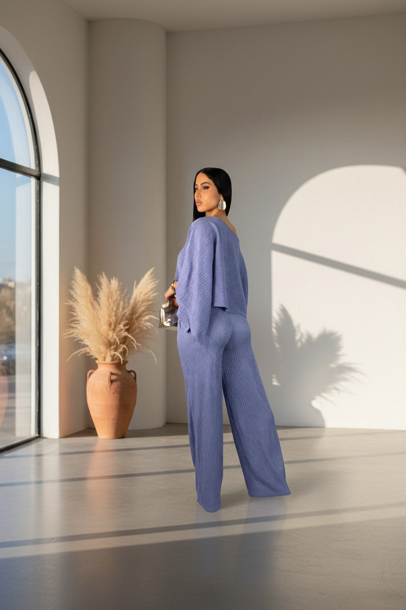 Sunkissed Square-Neck Two-Piece Set Dusty Blue