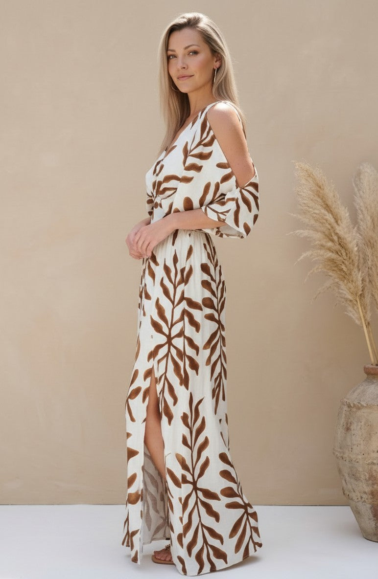 Terra Leaf Tie-Sleeve Maxi