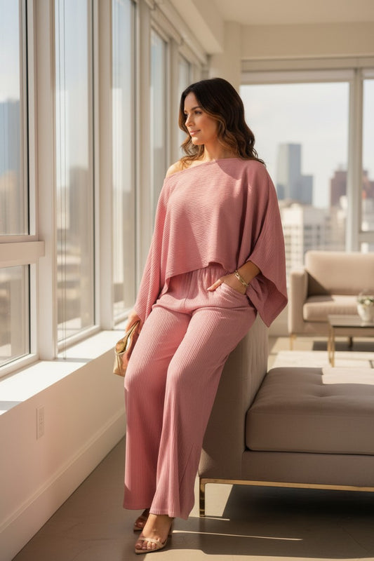 Sunkissed Square-Neck Two-Piece Set Rose