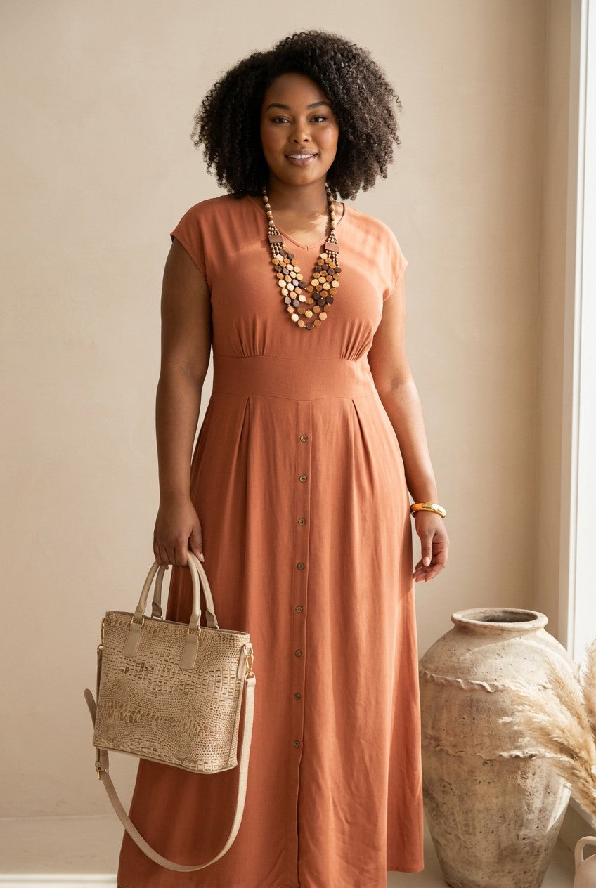 Coral Sands Ribbed Midi