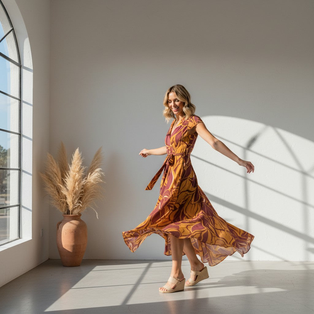 Self Tie High-Low Floral Maxi