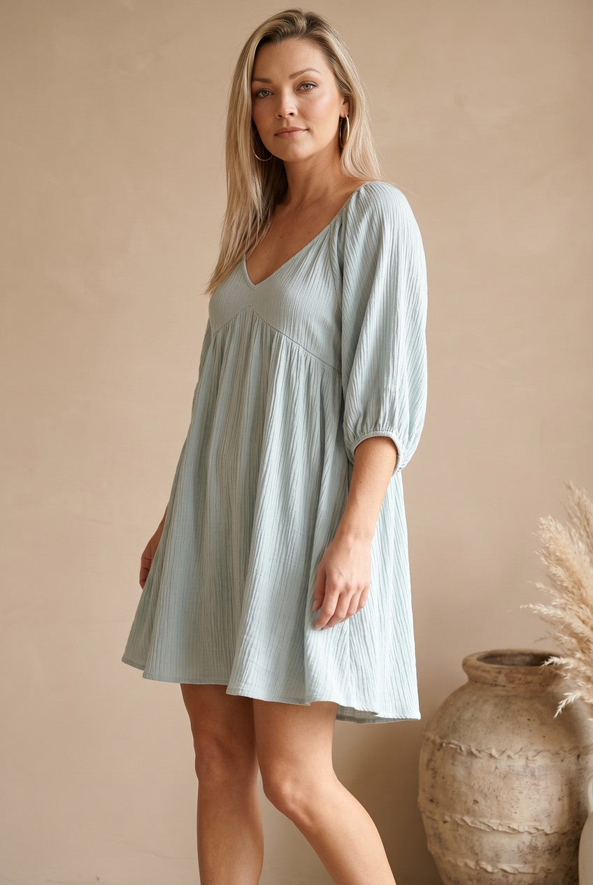 Sage Mist Tiered Tunic Dress