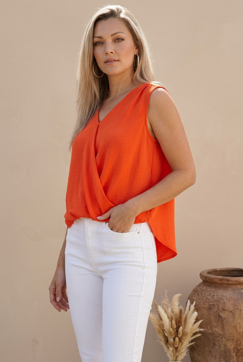 Clementine Surplice Tie-Back Top