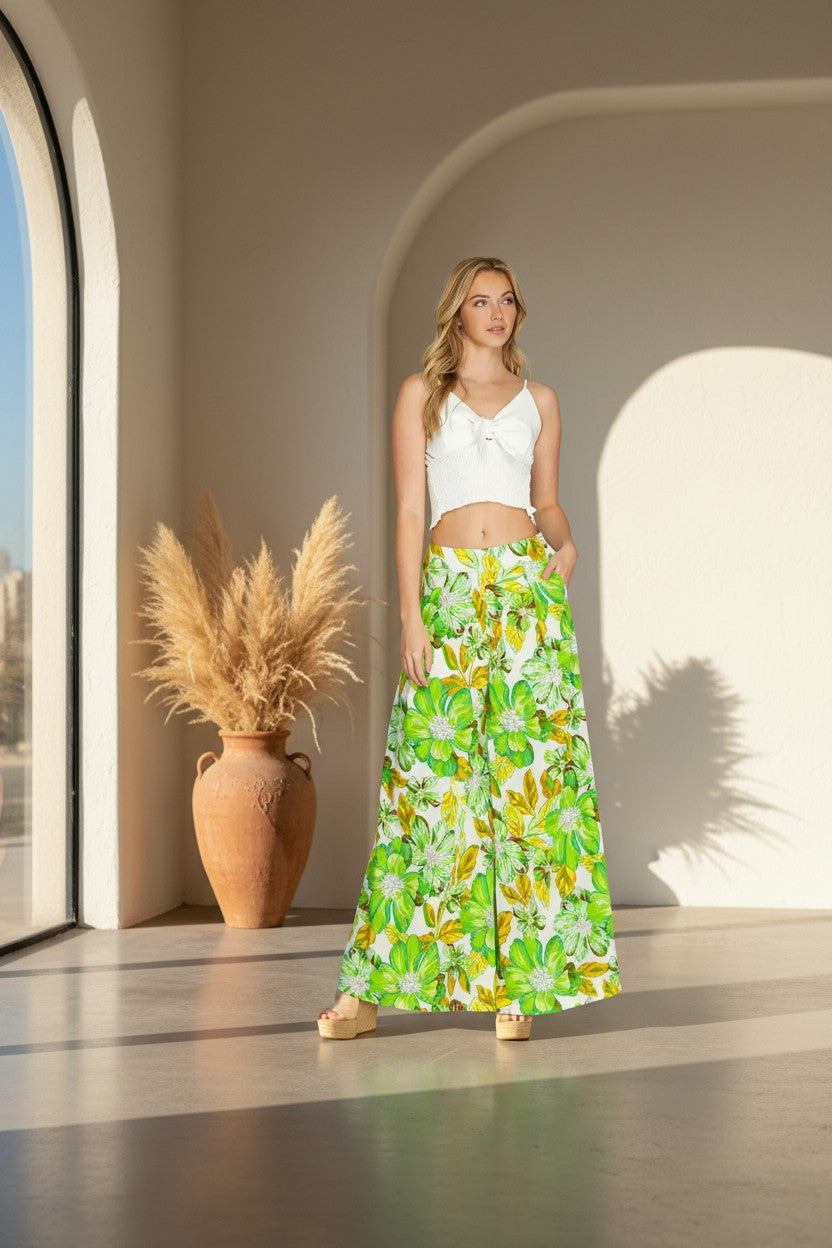 Mediterranean Mist Scallop Palazzo Pants