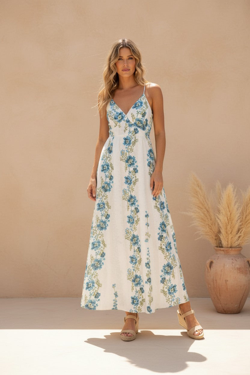 Catalina Floral Tie-Back Maxi Dress