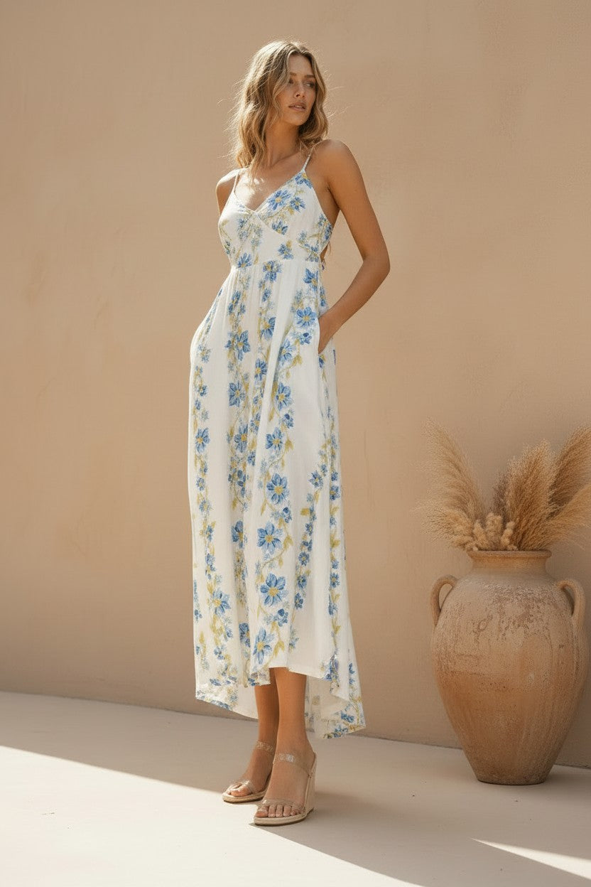 Catalina Floral Tie-Back Maxi Dress