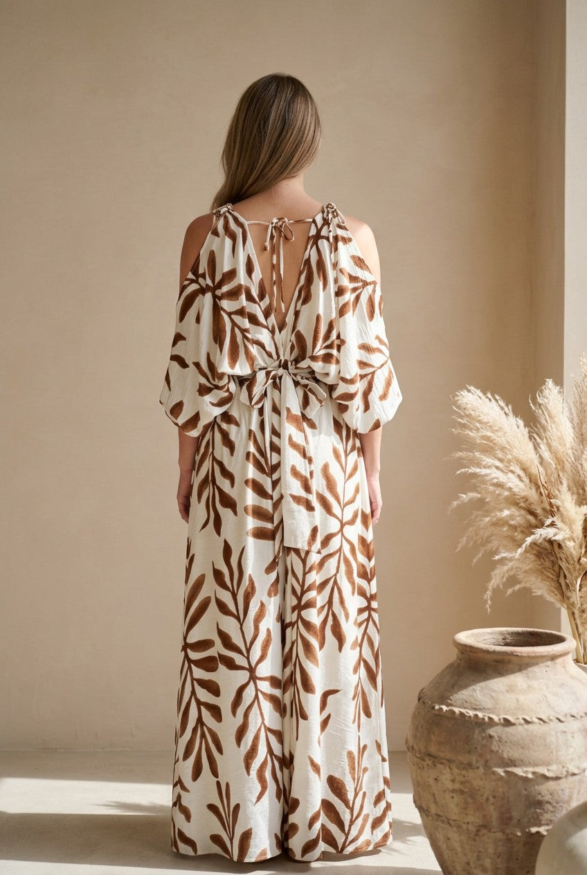 Terra Leaf Tie-Sleeve Maxi
