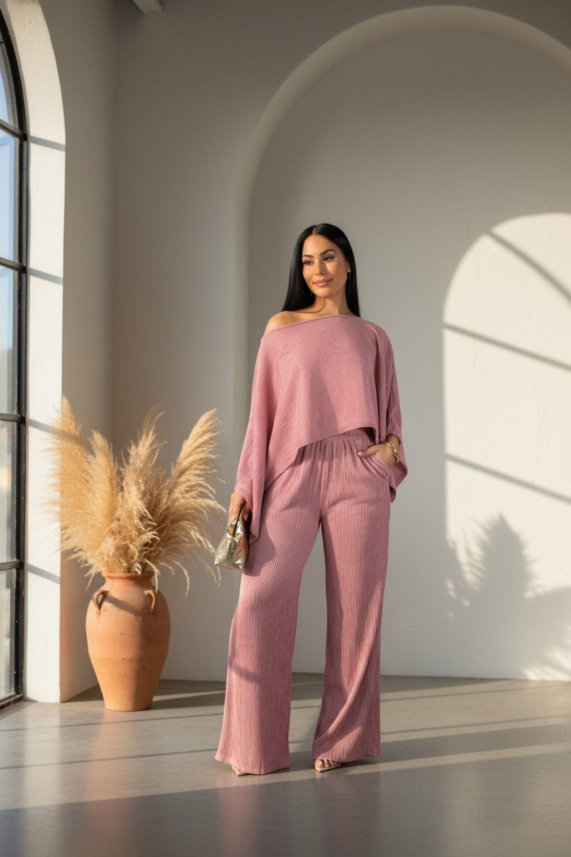 Sunkissed Square-Neck Two-Piece Set Rose