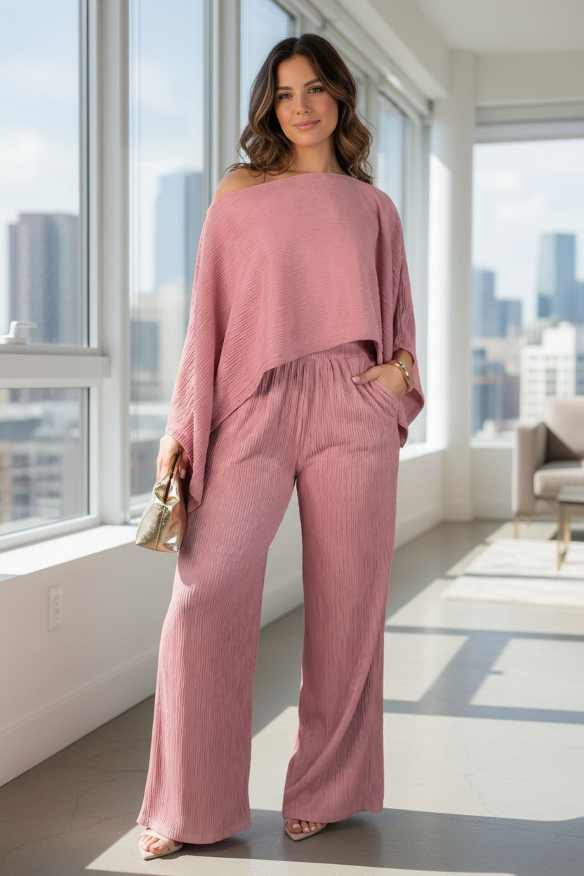 Sunkissed Square-Neck Two-Piece Set Rose