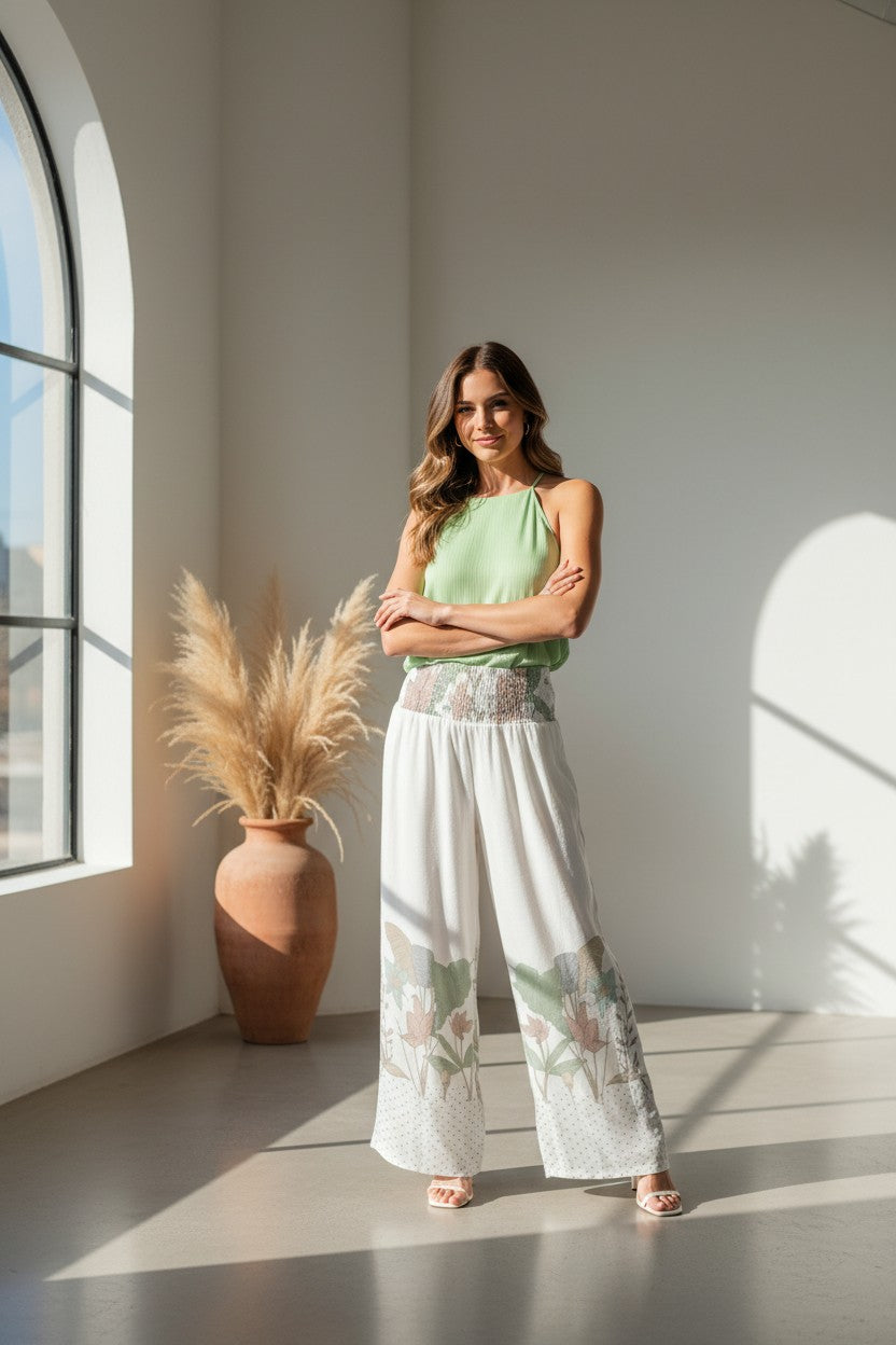 Azure Palms Wide-Leg Palazzo