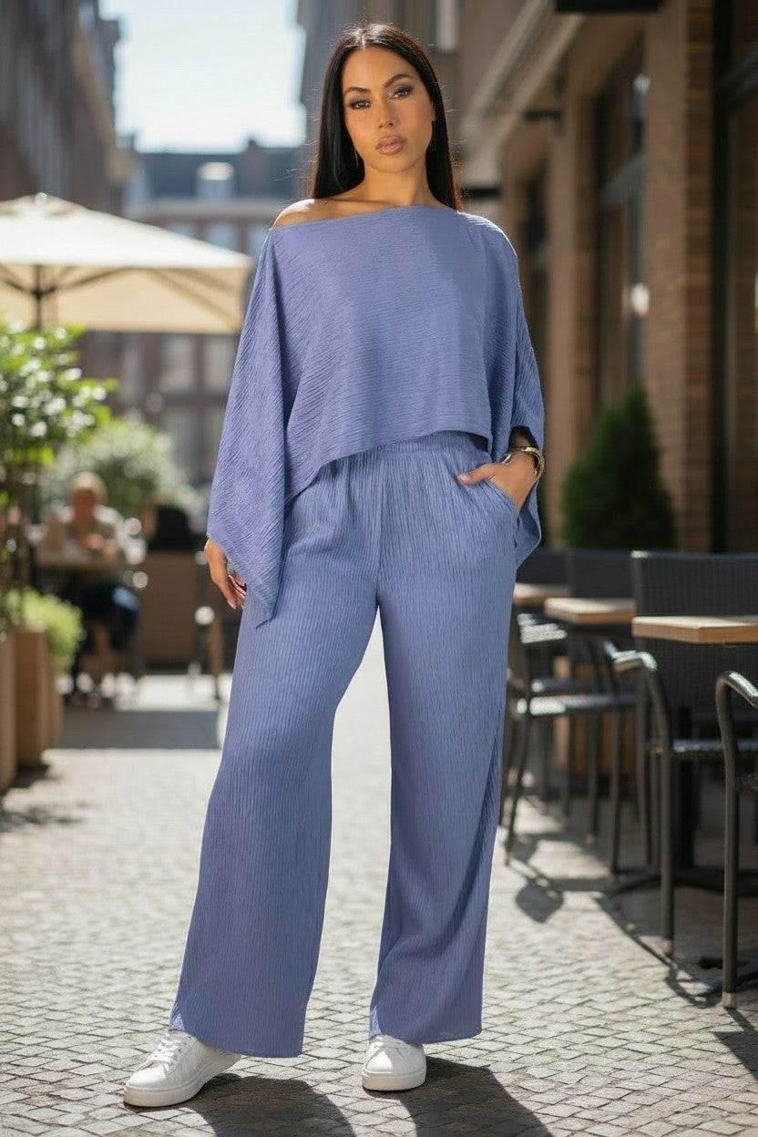 Sunkissed Square-Neck Two-Piece Set Dusty Blue