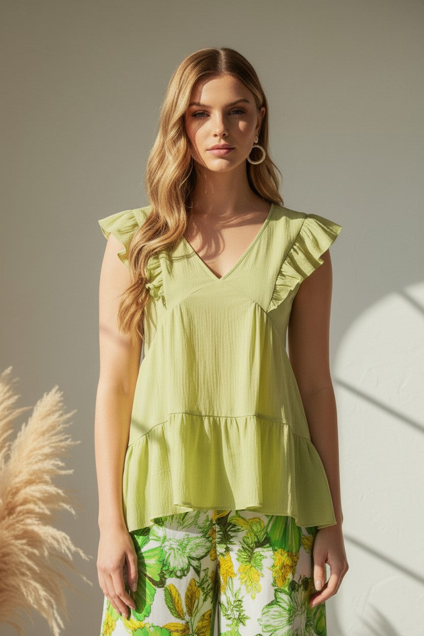 Mediterranean Mist Scallop Palazzo Pants