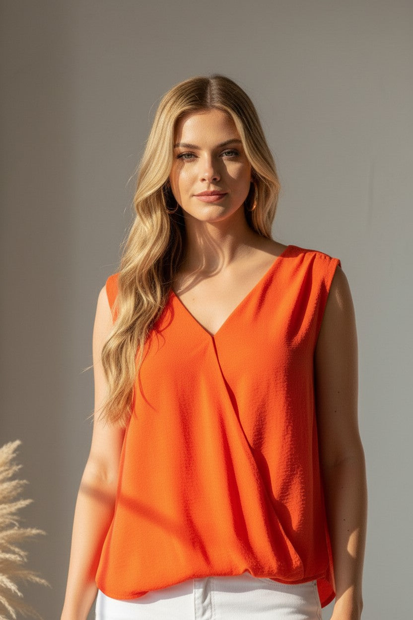 Clementine Surplice Tie-Back Top