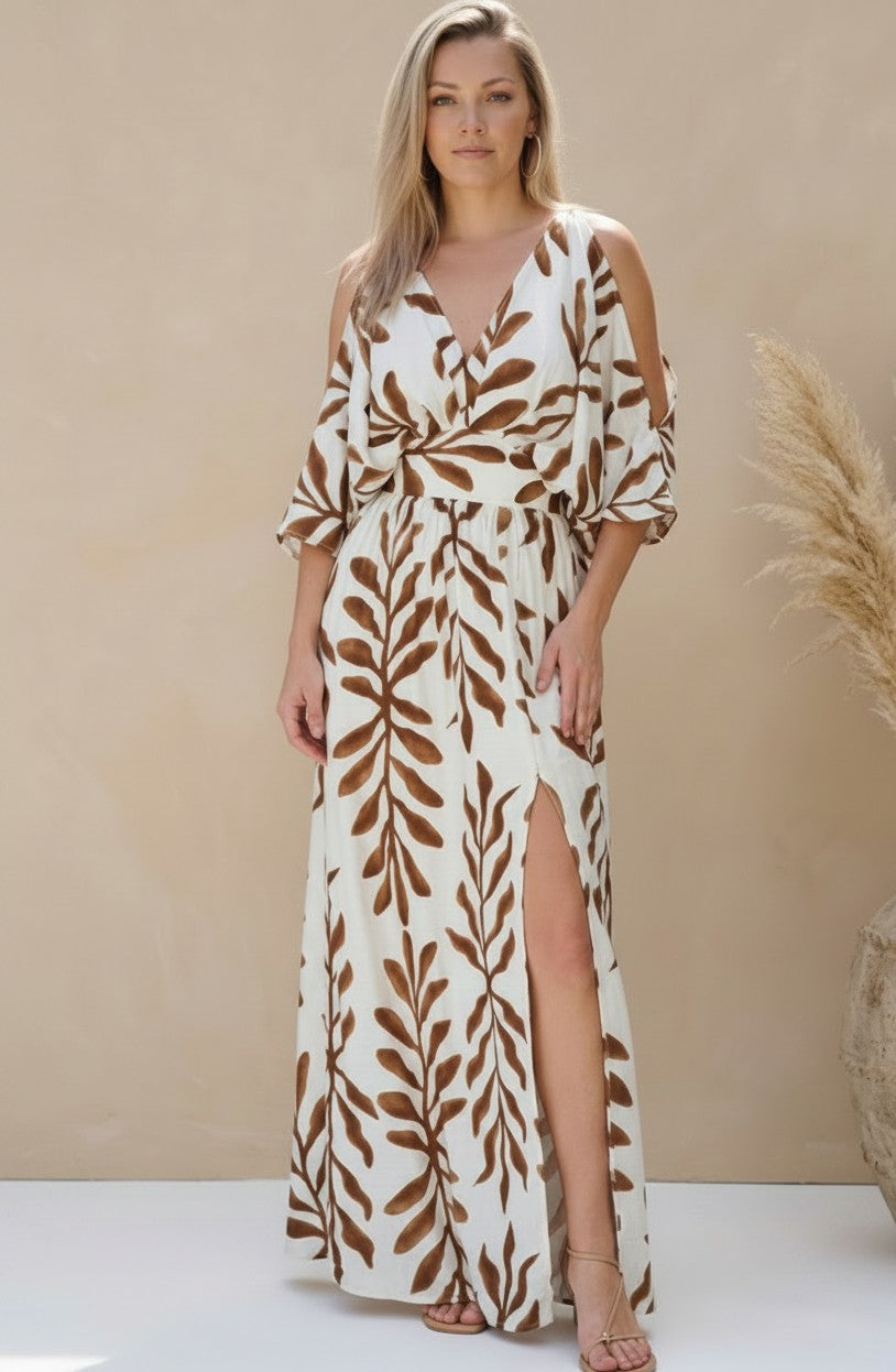 Terra Leaf Tie-Sleeve Maxi