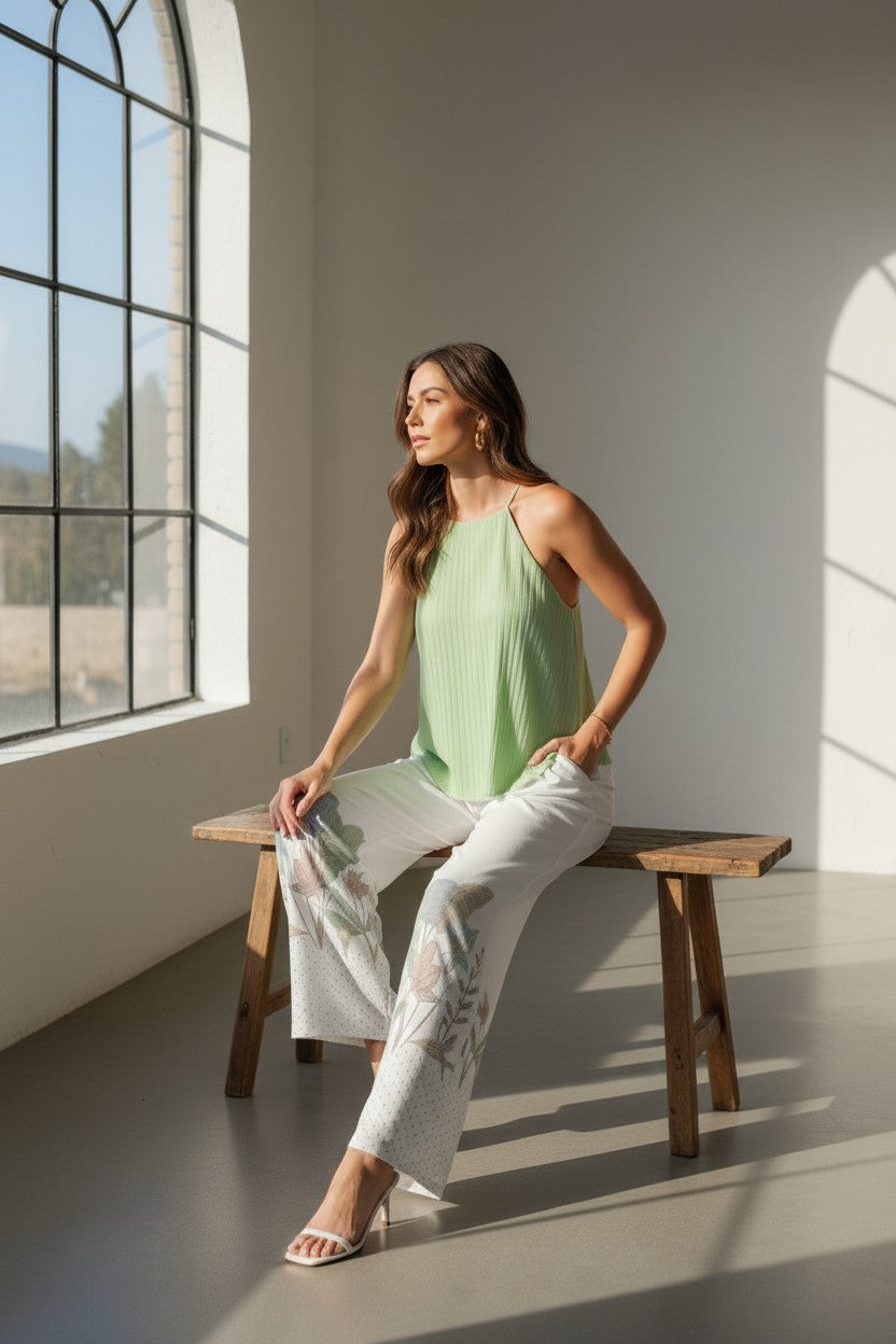 Luminous Stripe Satin Cami