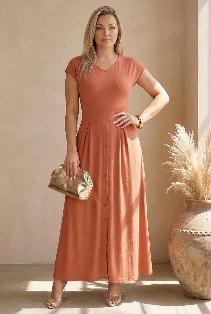 Coral Sands Ribbed Midi