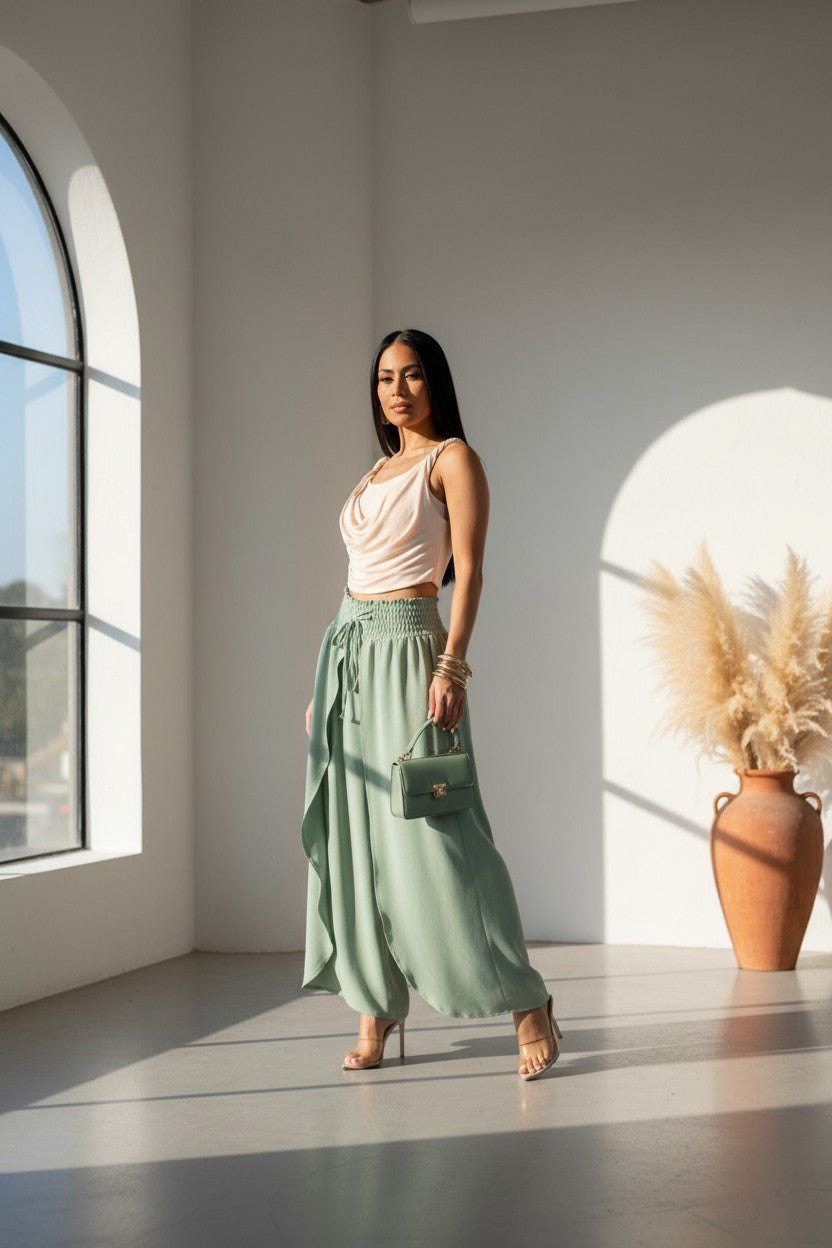 Verdant Grove Palazzo Pants