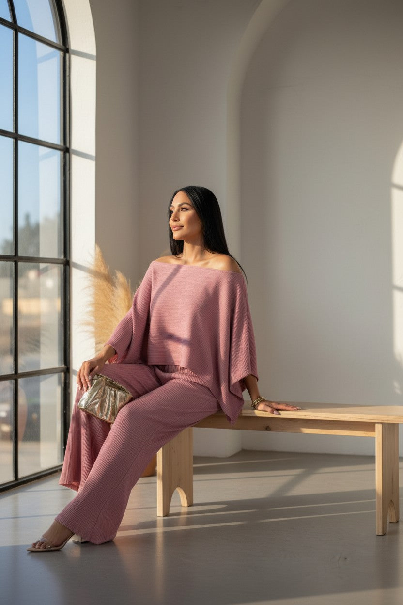Sunkissed Square-Neck Two-Piece Set Rose