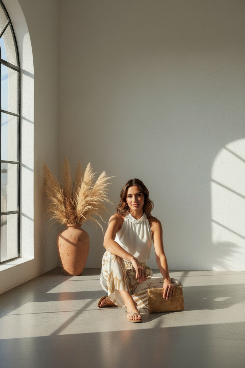 Obsidian Leaf Palazzo Pants