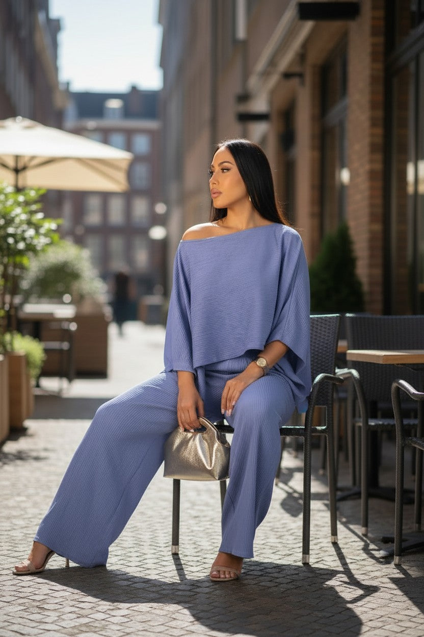 Sunkissed Square-Neck Two-Piece Set Dusty Blue