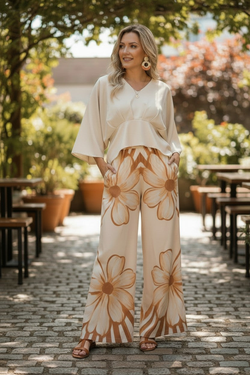 Obsidian Leaf Palazzo Pants