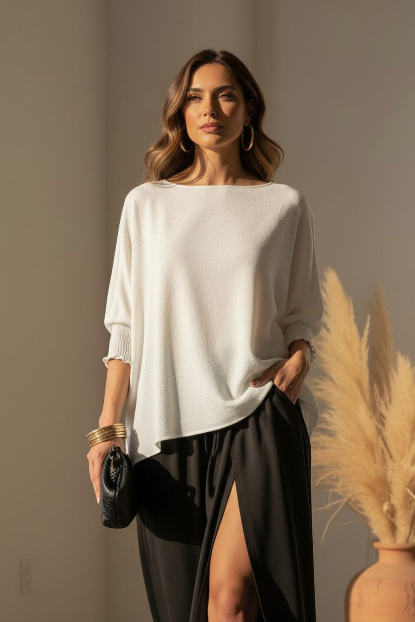 Minimalist Solid Loose Fit Blouse
