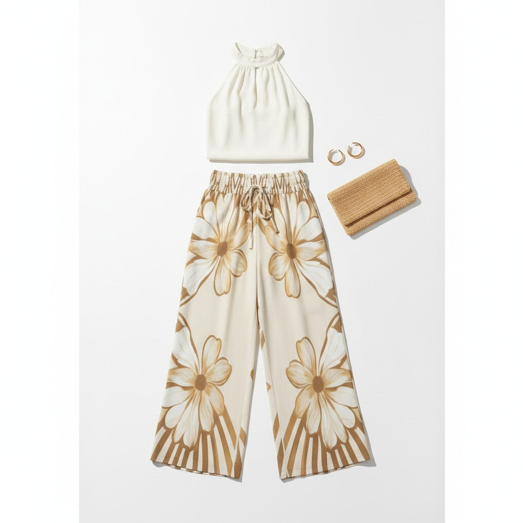 Leaf Palazzo Pants