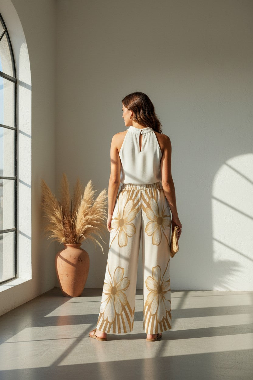 Obsidian Leaf Palazzo Pants