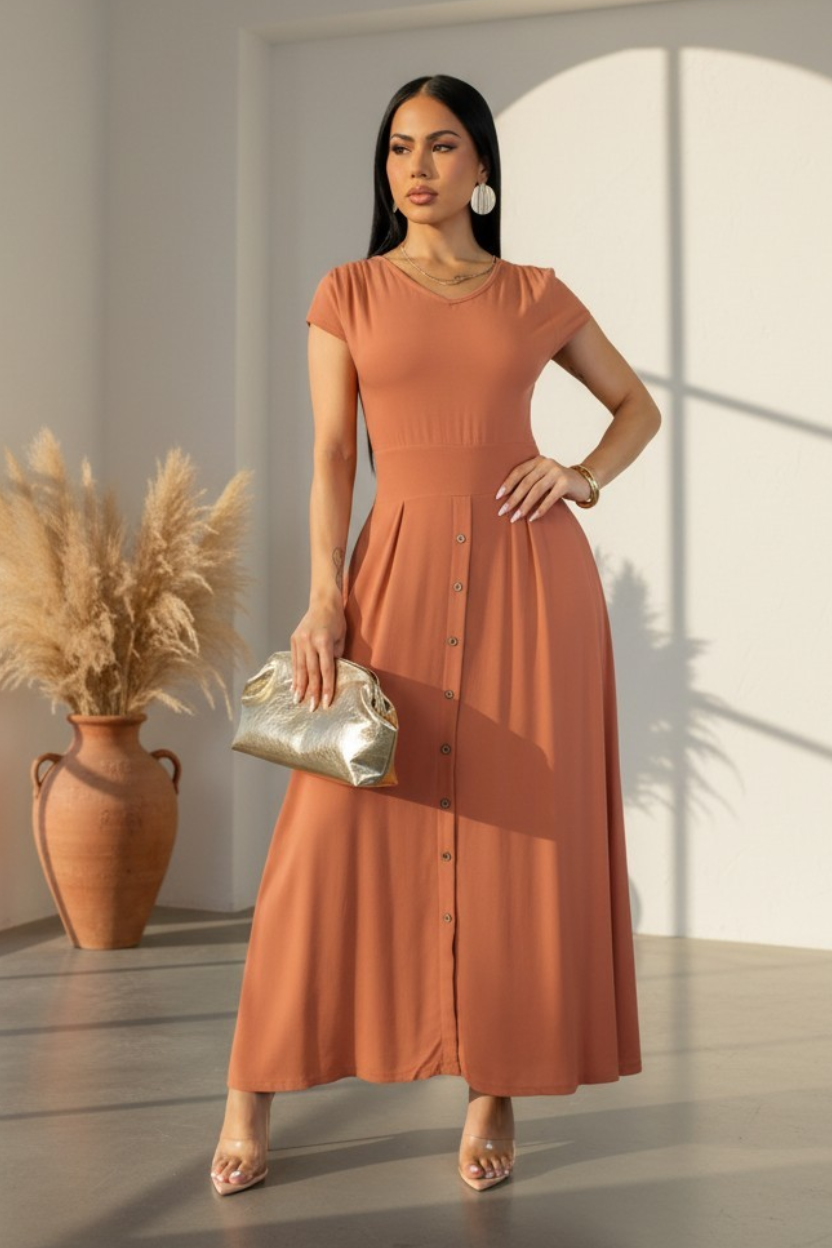 Coral Sands Ribbed Midi