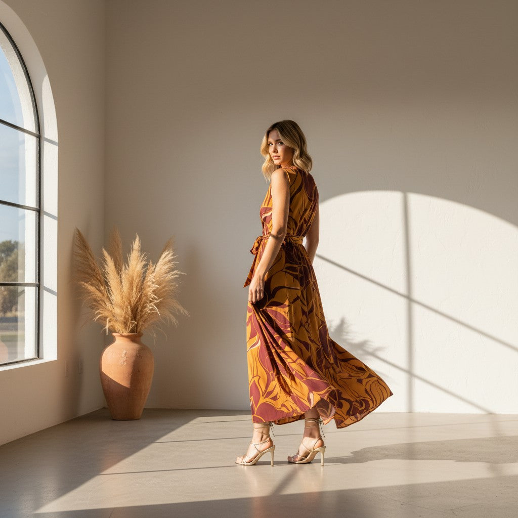 Self Tie High-Low Floral Maxi
