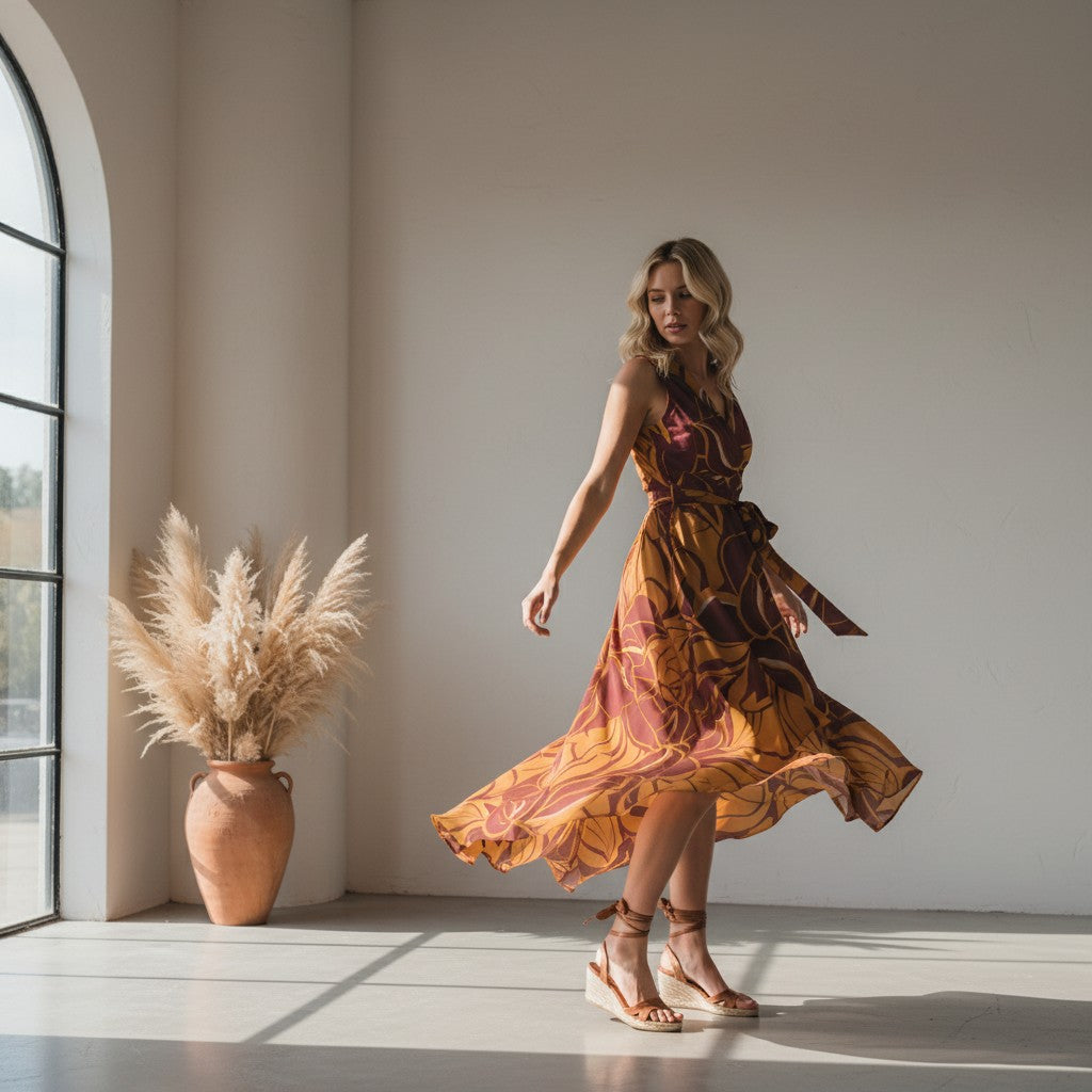 Self Tie High-Low Floral Maxi