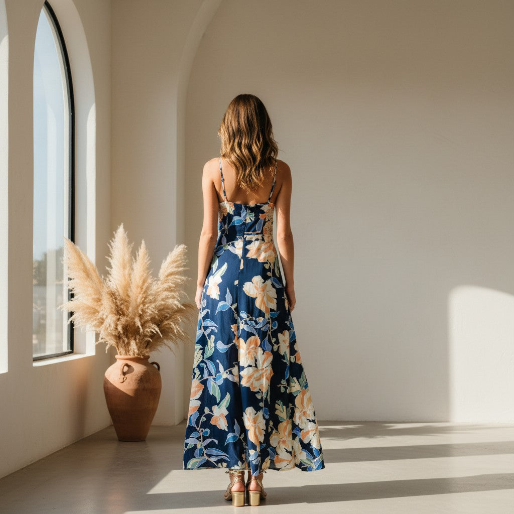 Ruffle High-Low Floral Maxi